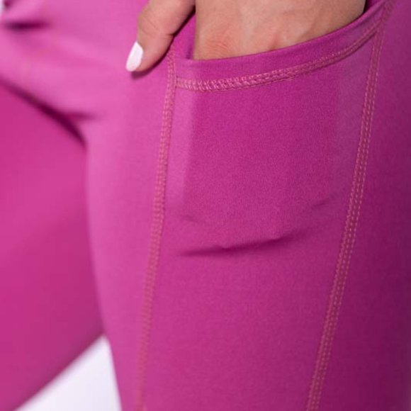 High-Waisted & Mash Panel Gym and Yoga Leggings with Side Pockets Rose - Picture 6 of 7